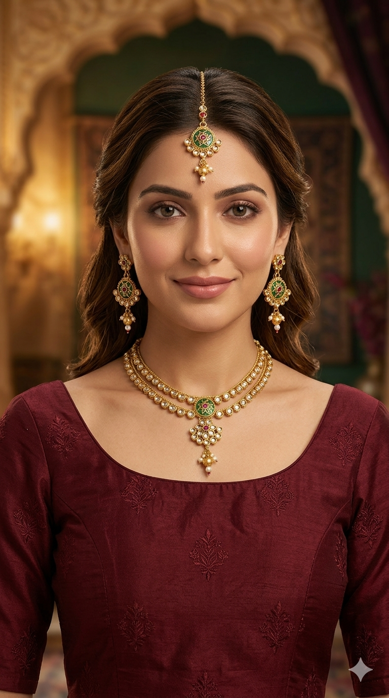 Gold Polki  Necklace Jewellery Juhi Set