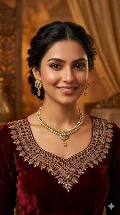 Gold Polki  Necklace Jewellery Juhi Set