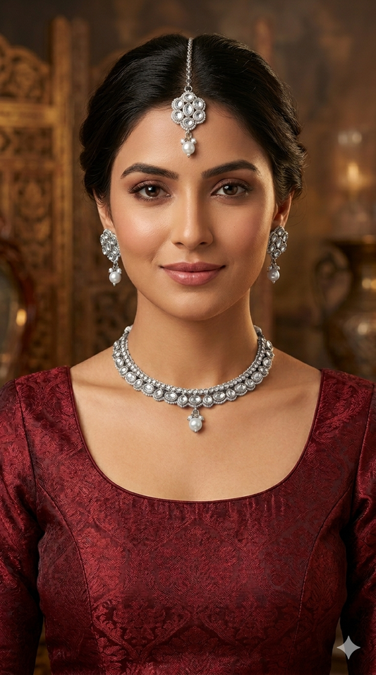 Silver necklace Set/ Silver set Anju Jewellery
