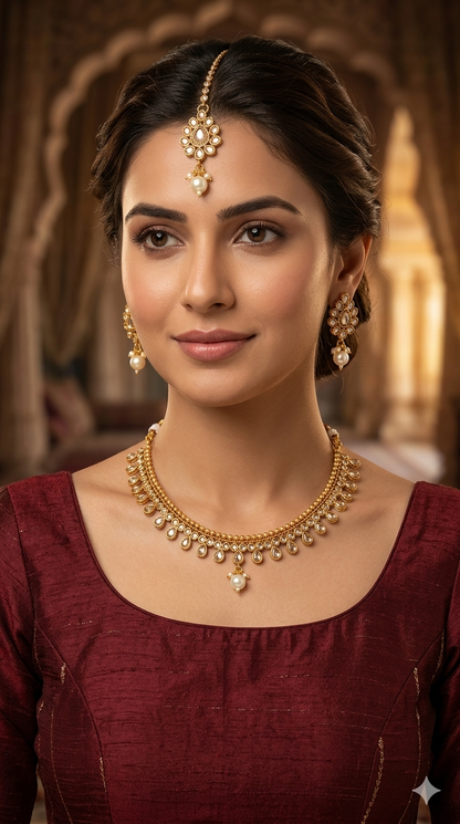 Gold Polki  Necklace Jewellery Juhi Set