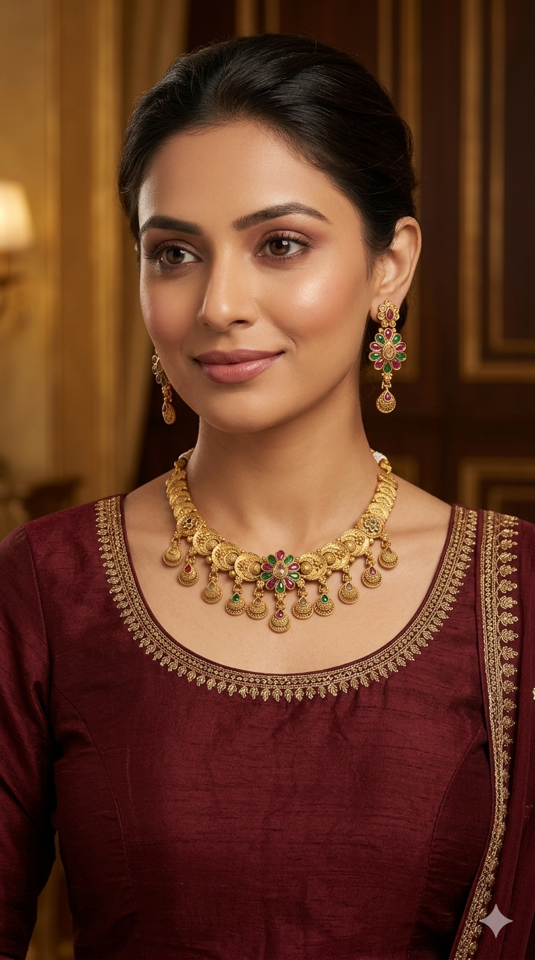 Gold Polki  Necklace Jewellery Juhi Set