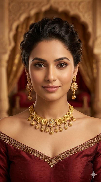 Gold Polki  Necklace Jewellery Juhi Set