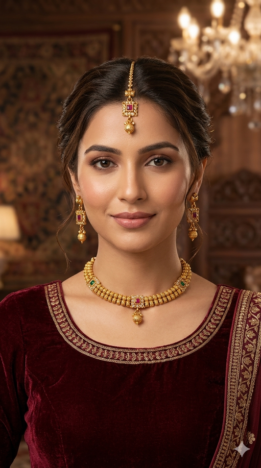 Gold Polki  Necklace Jewellery Juhi Set