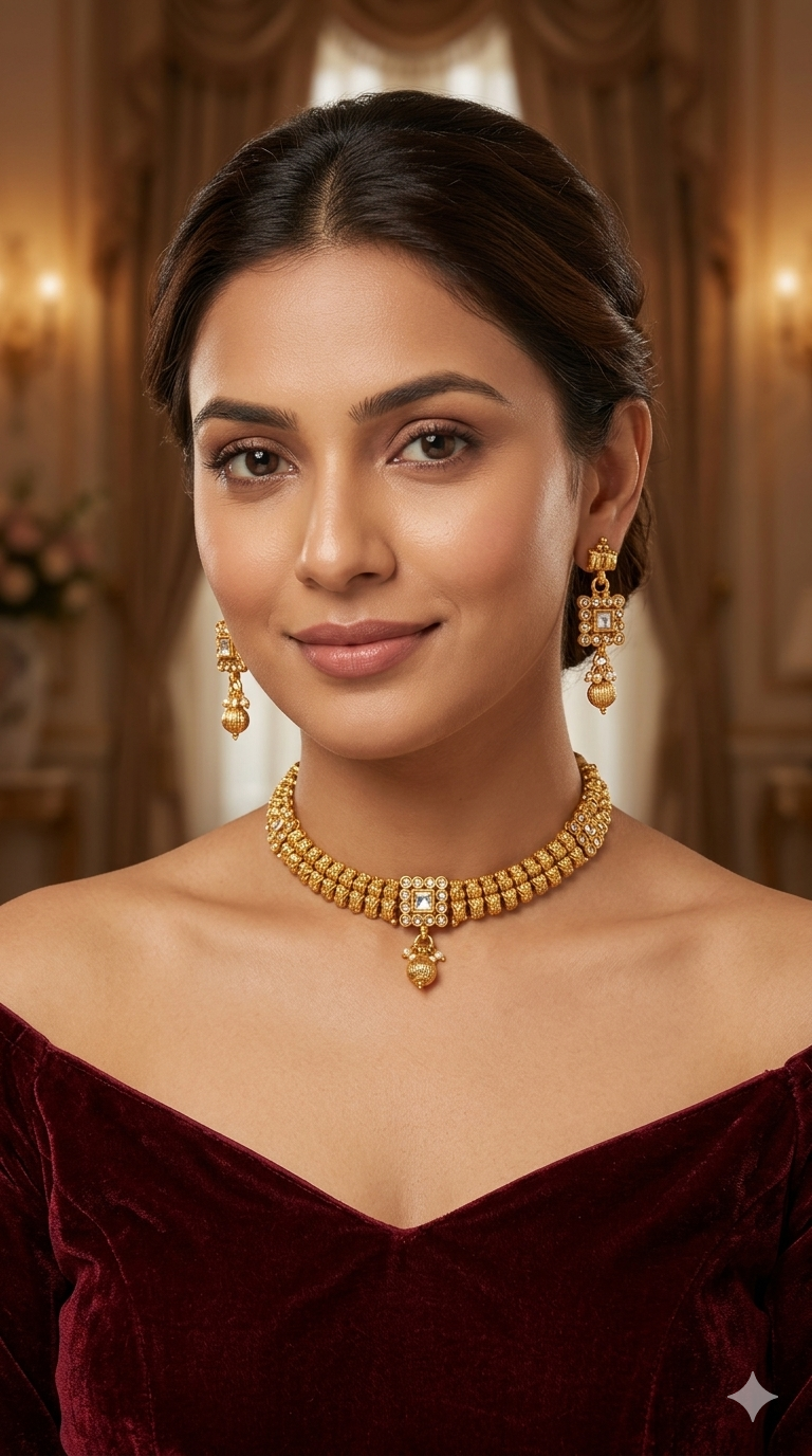 Gold Polki  Necklace Jewellery Juhi Set