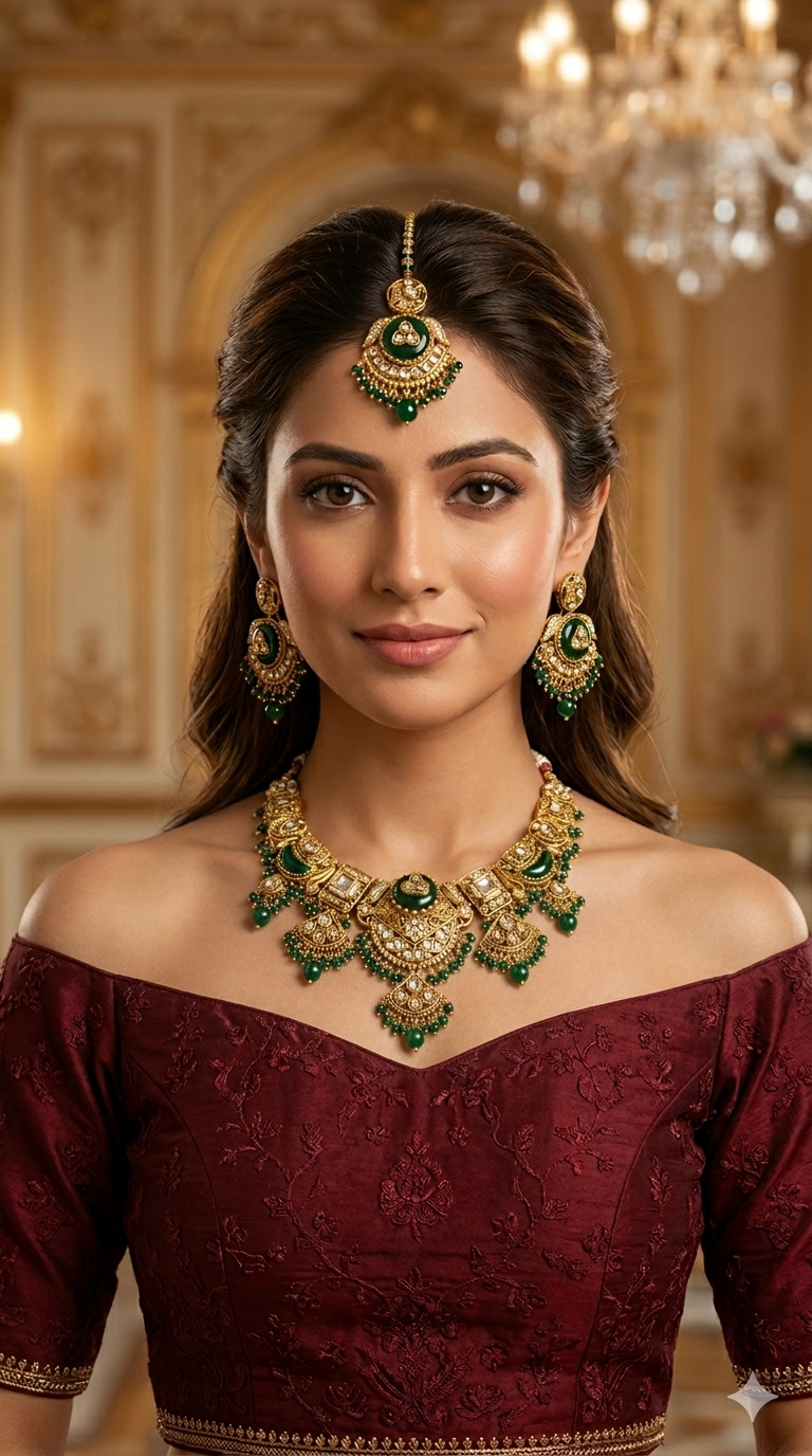 Green Kundan necklace Set/ kundan Indian jewellery kundan Sugam sets