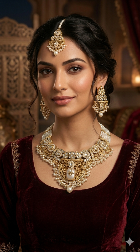 White Kundan necklace Set/ kundan Indian jewellery kundan Gita sets