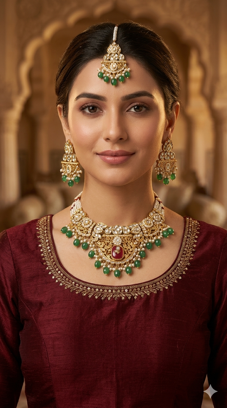 Sage Green Kundan necklace Set/ kundan Indian jewellery kundan Gita sets
