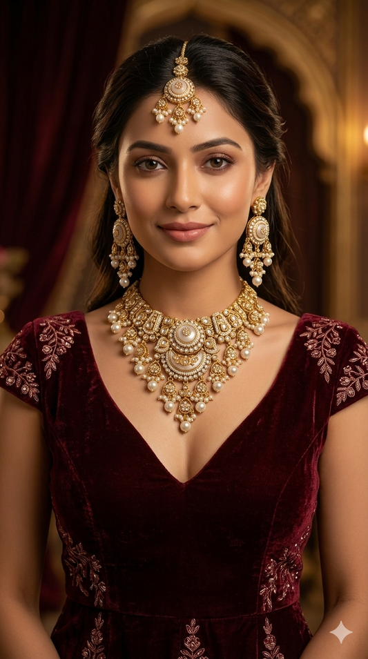 White Kundan necklace Set/ kundan Indian jewellery kundan Ravina sets