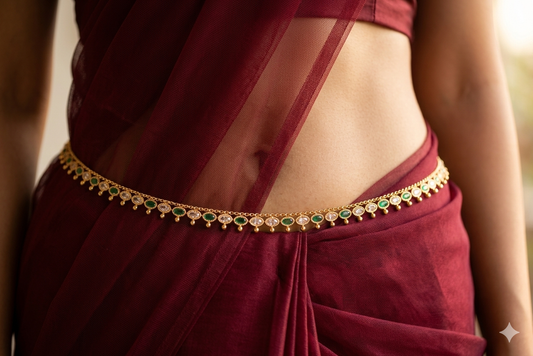 Gold Green Belly chain indian kamarbelt Prachi saree chain