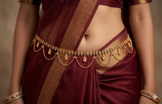 Gold Green Belly chain indian kamarbelt Prachi saree chain