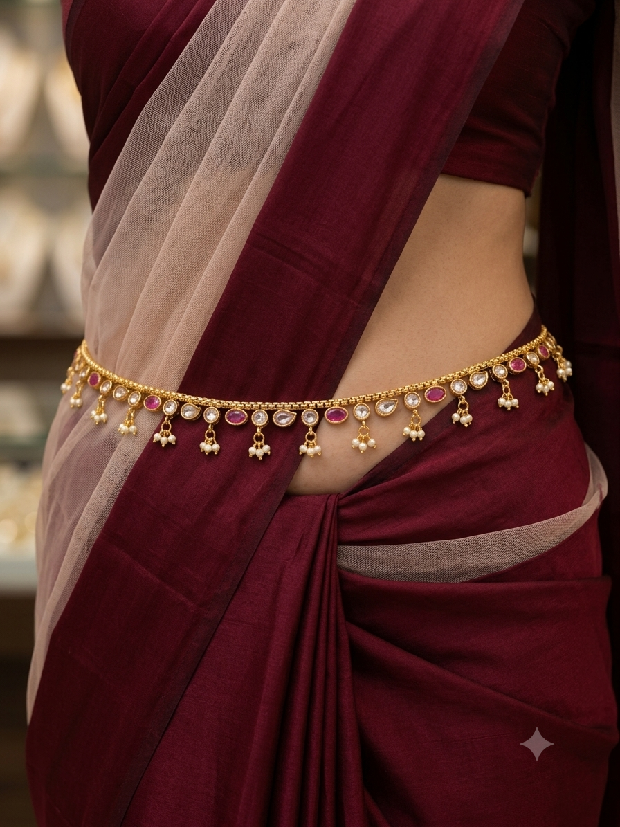 Gold Ruby Belly chain indian kamarbelt Marco saree chain