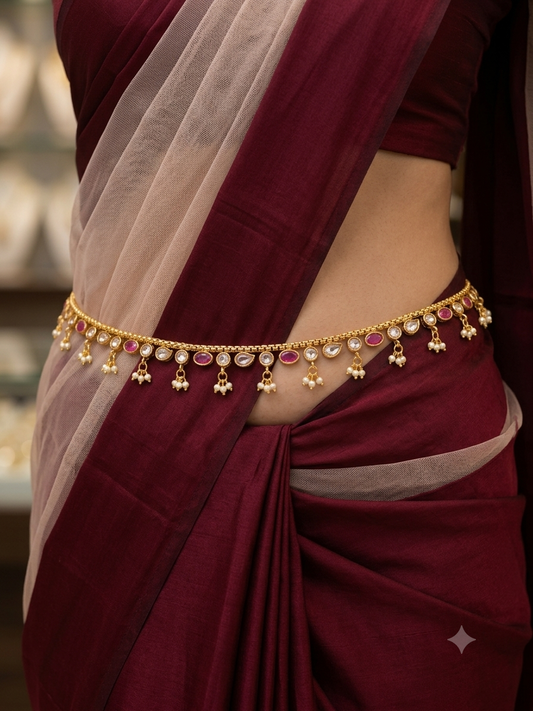 Gold Ruby Belly chain indian kamarbelt Marco saree chain