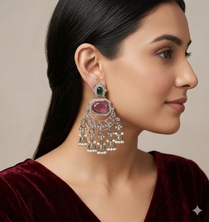 Antique Purple Green Bollywood Indian Joye Earrings