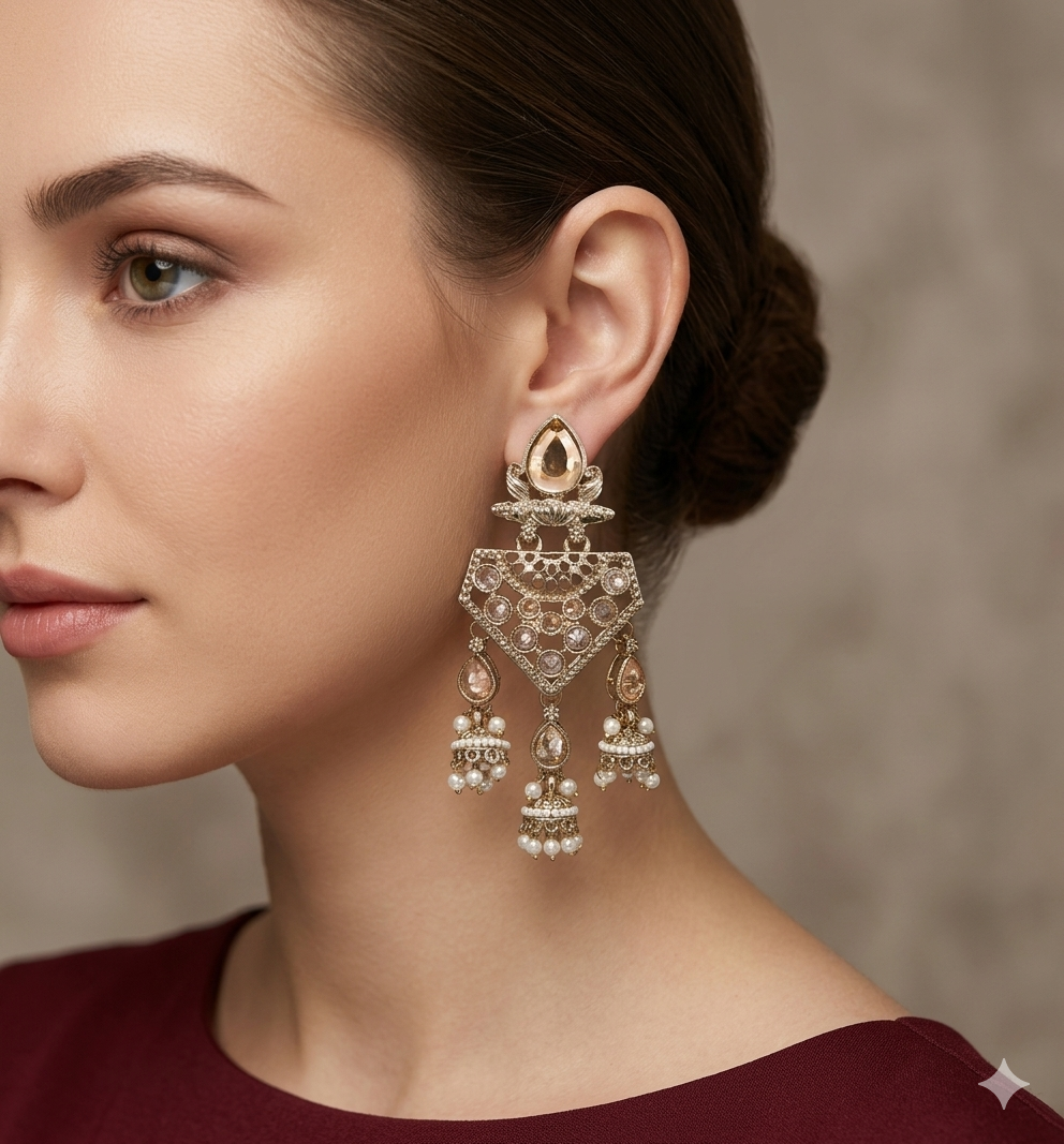 Antique Gold Bollywood Indian Merci Earrings