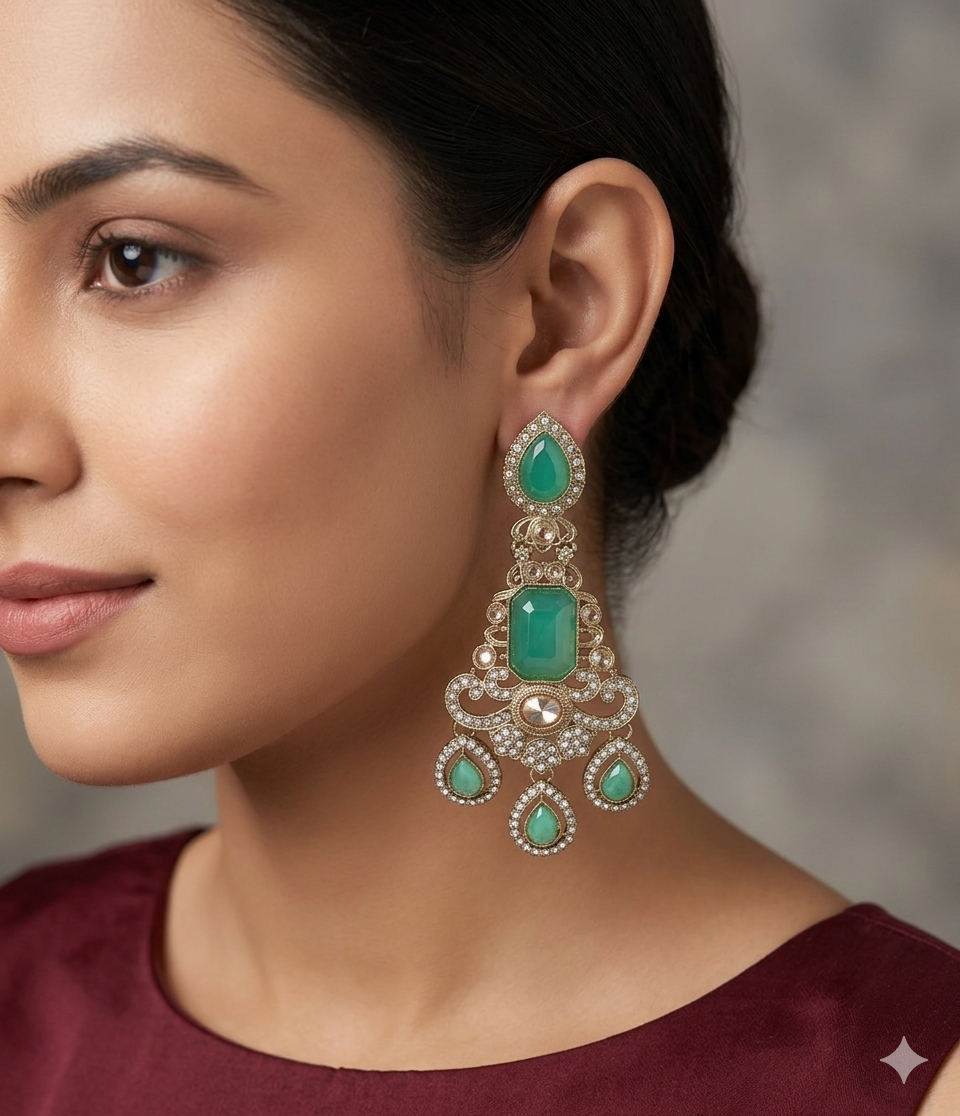 Antique Mint Bollywood Indian Nitika Earrings