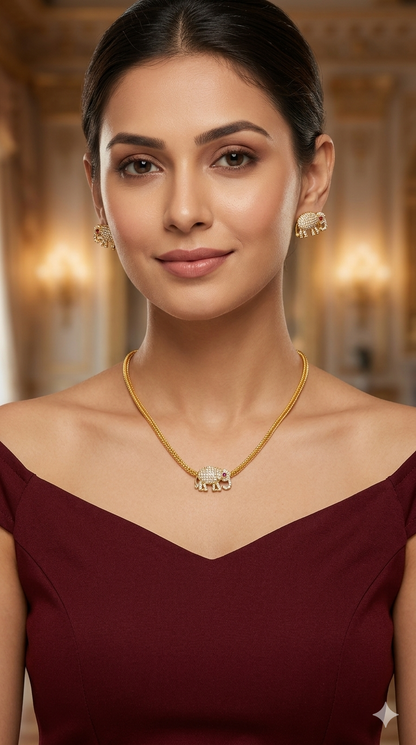 Gold Ruby American Diamond Necklace indian Jewellery Disny Set