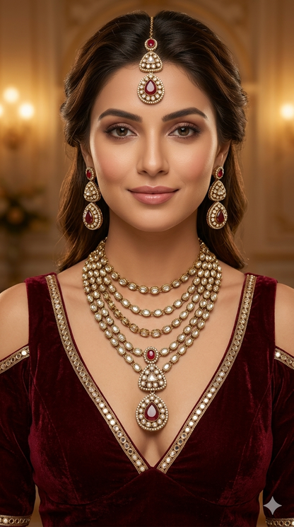Antique Moissanite Maroon kundan necklace Indian Jewellery Shipa Wedding Sets