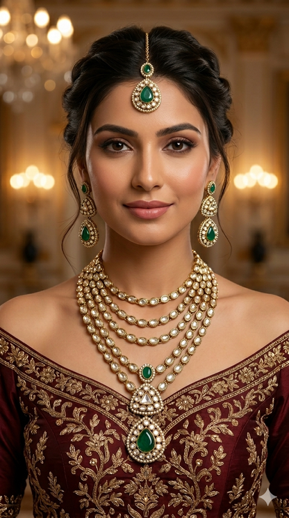 Antique Moissanite Green kundan necklace Indian Jewellery Shipa Wedding Sets