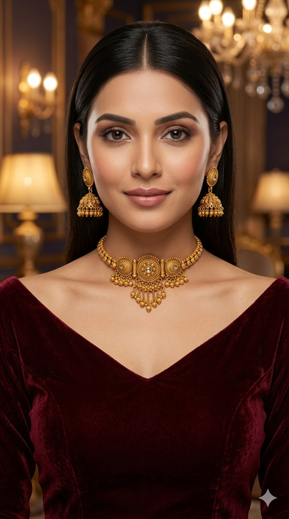 Gold polki choker set/ Gold choker Kirtika set