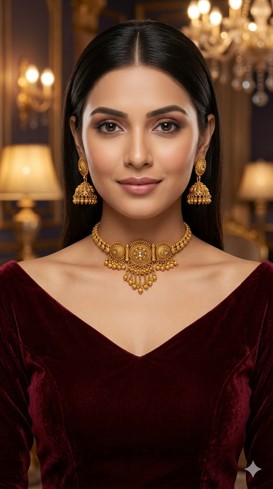 Gold polki choker set/ Gold choker Kirtika set