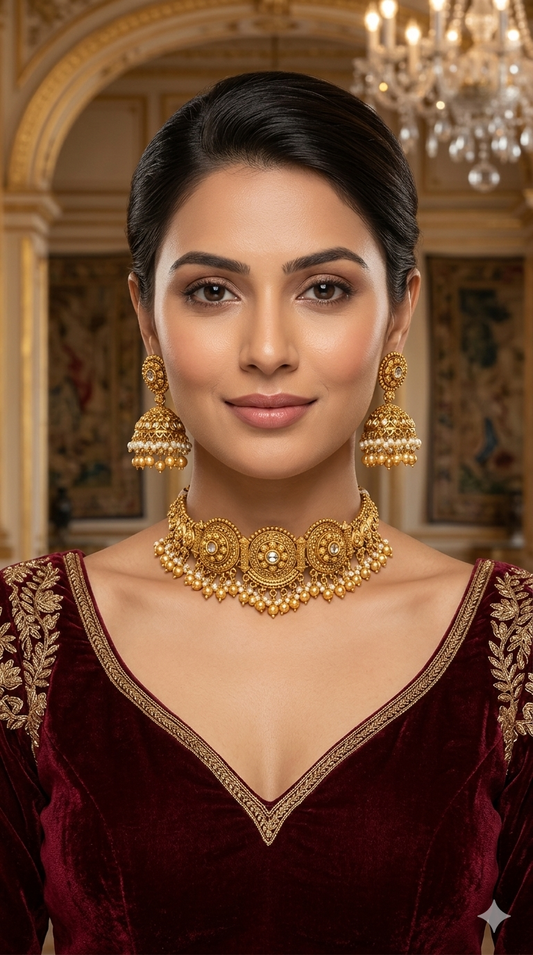Gold polki choker set/ Gold choker Kirtika set