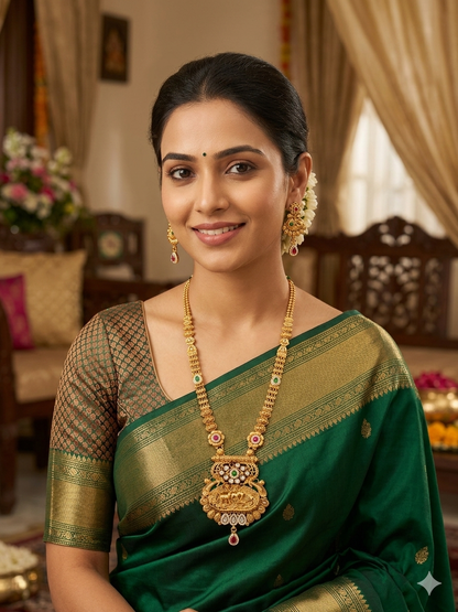 Gold Polki Ruby Green Long Rani Haar Necklace Indian Anaya Jewellery Set
