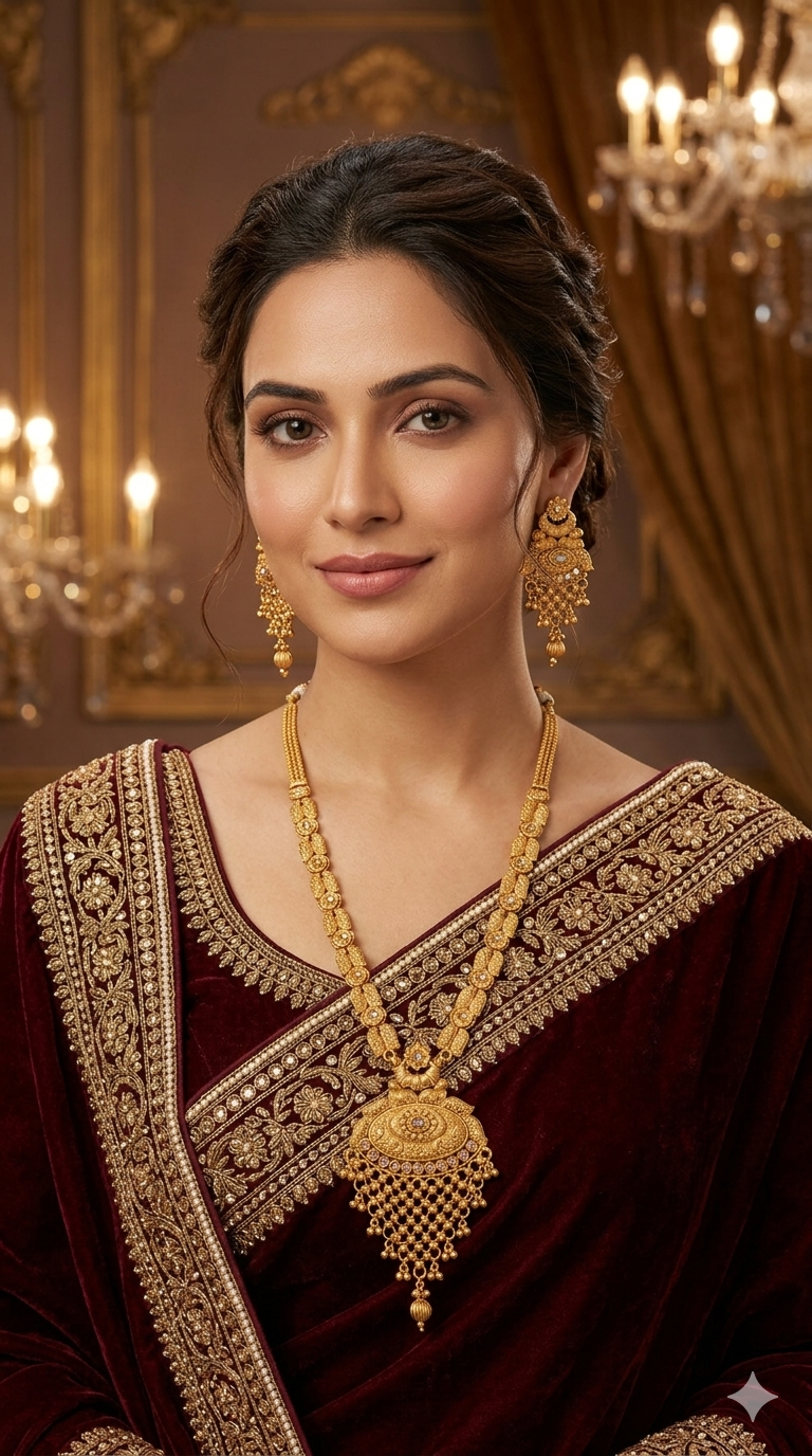 Gold Polki Long Rani Haar Necklace Indian Anaya Jewellery Set