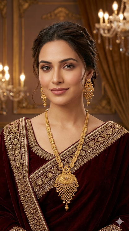 Gold Polki Long Rani Haar Necklace Indian Anaya Jewellery Set