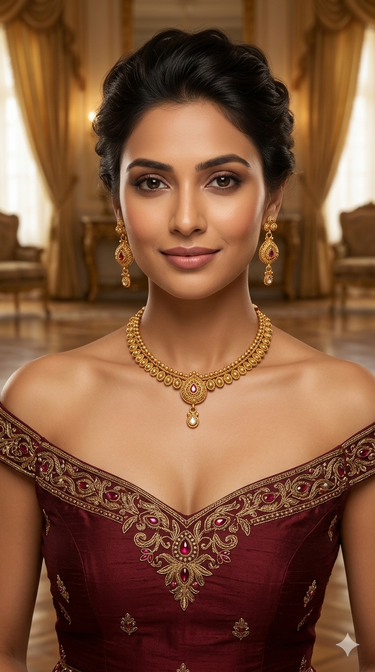 Gold Polki Ruby Necklace Jewellery Adya Se