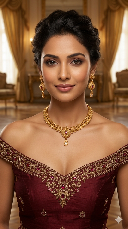 Gold Polki Ruby Necklace Jewellery Adya Se
