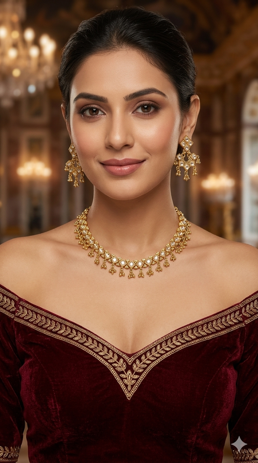 Gold Polki  Necklace Jewellery Adya Set