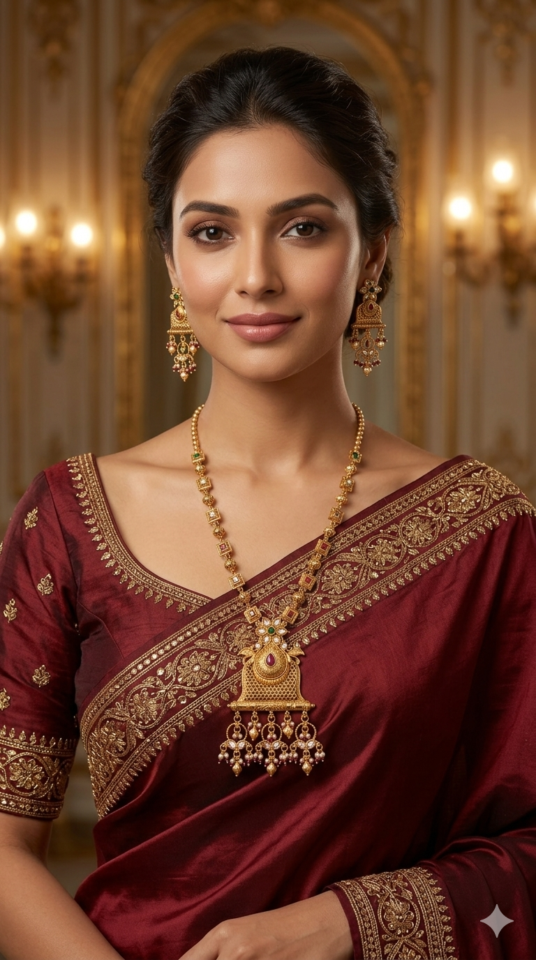 Gold Polki Ruby Green Long Rani Haar Necklace Indian Anaya Jewellery Set