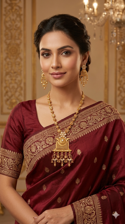 Gold Polki Long Rani Haar Necklace Indian Anaya Jewellery Set