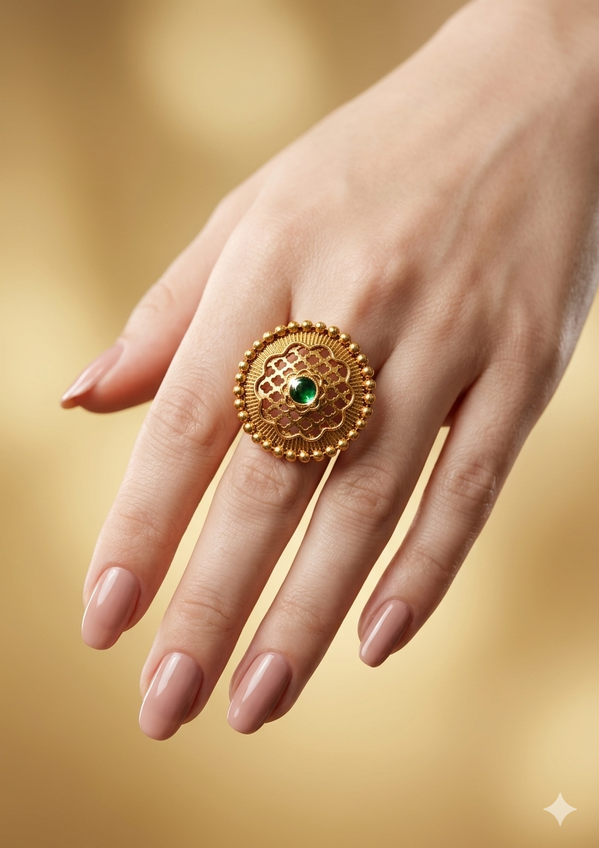 Gold Cocktail Indian Finger Vena Rings