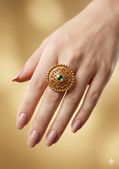 Gold Cocktail Indian Finger Vena Rings