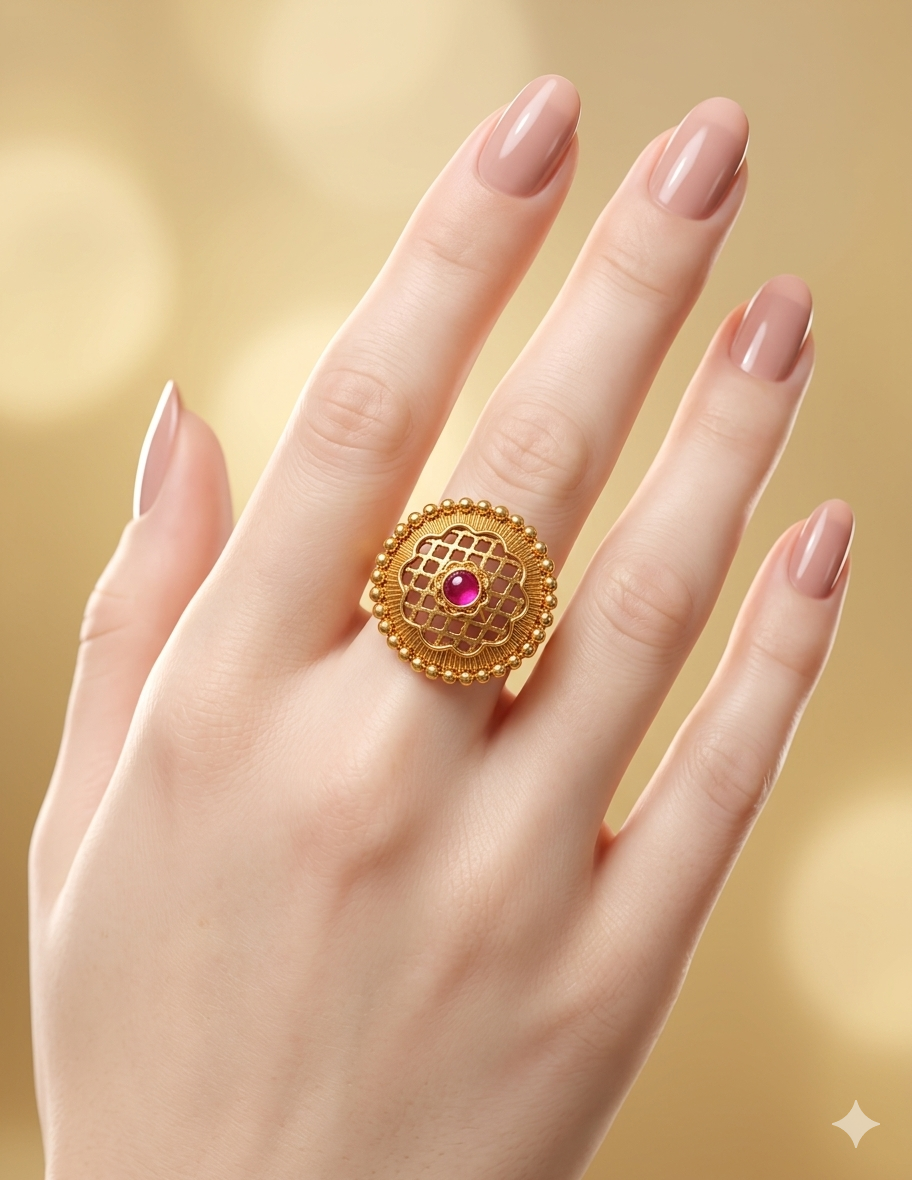 Gold Cocktail Indian Finger Vena Rings