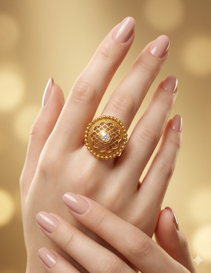 Gold Cocktail Indian Finger Vena Rings