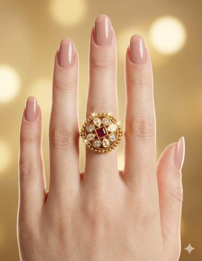 Gold Cocktail Indian Finger Vena Rings
