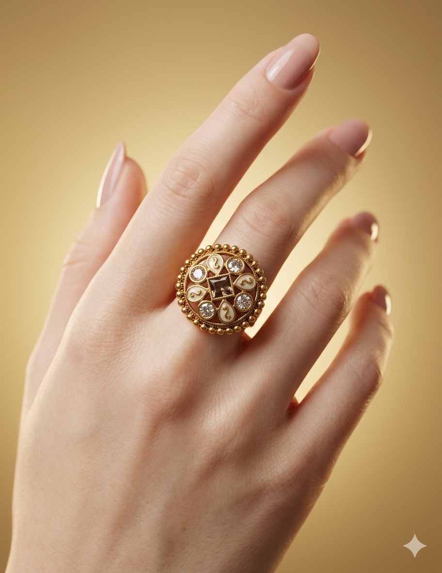 Gold Cocktail Indian Finger Vena Rings