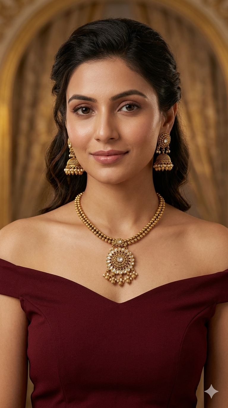 Gold Polki  Necklace  Jewellery Latika Set