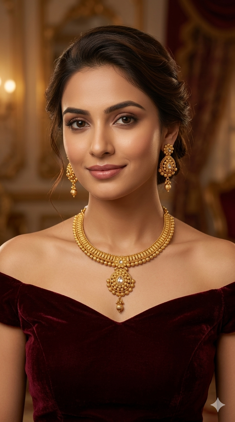 Gold Polki  Necklace  Jewellery Latika Set
