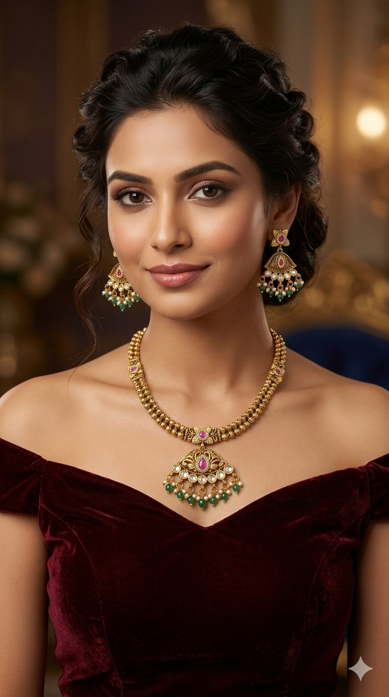 Gold Polki  Necklace  Jewellery Latika Set
