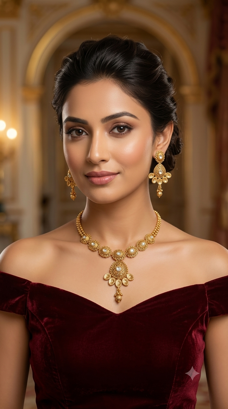 Gold Polki  Necklace  Jewellery Latika Set