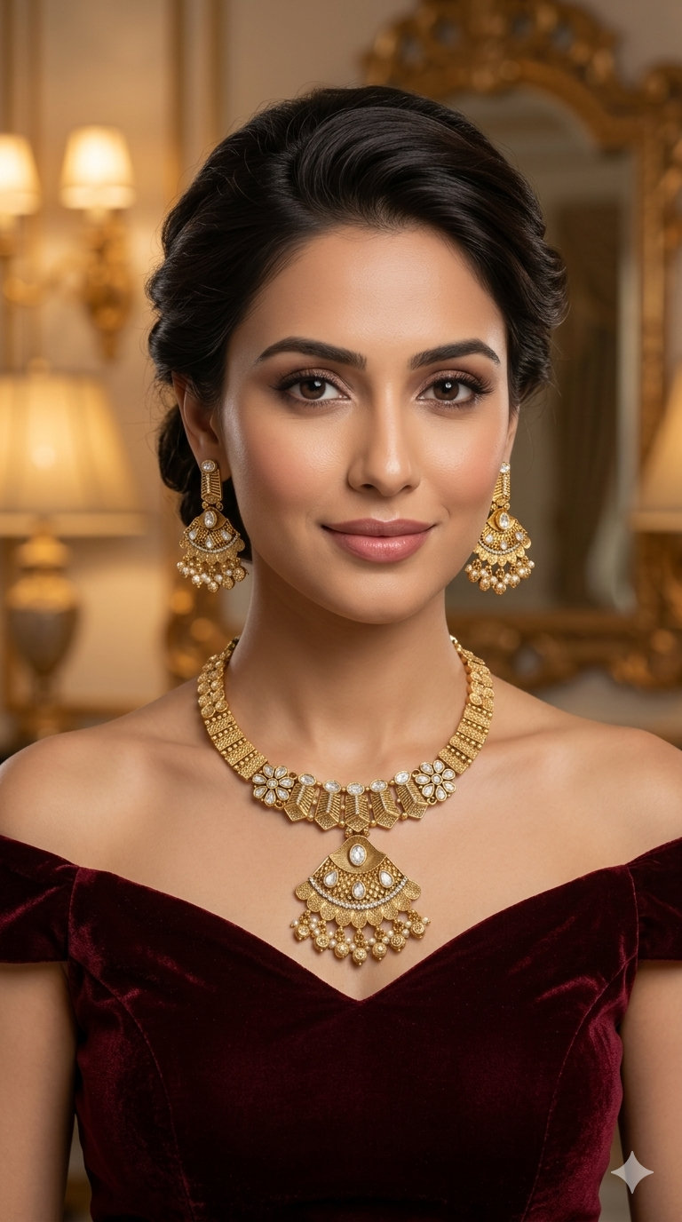 Gold Polki  Necklace  Jewellery Latika Set