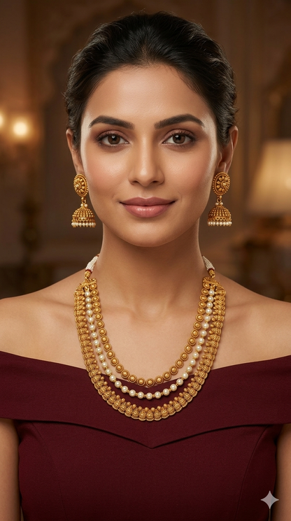 Gold Polki  Necklace  Jewellery Sarika Set