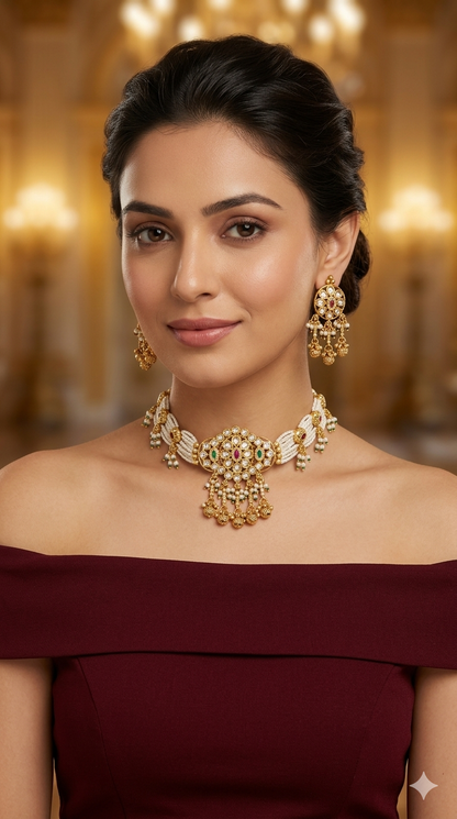 Gold Polki  Choker  Jewellery Litika Set