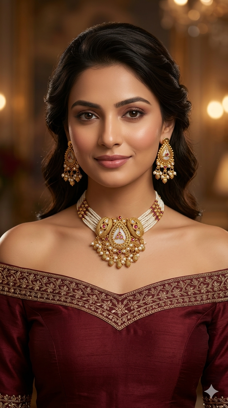 Gold Polki  Choker  Jewellery Litika Set