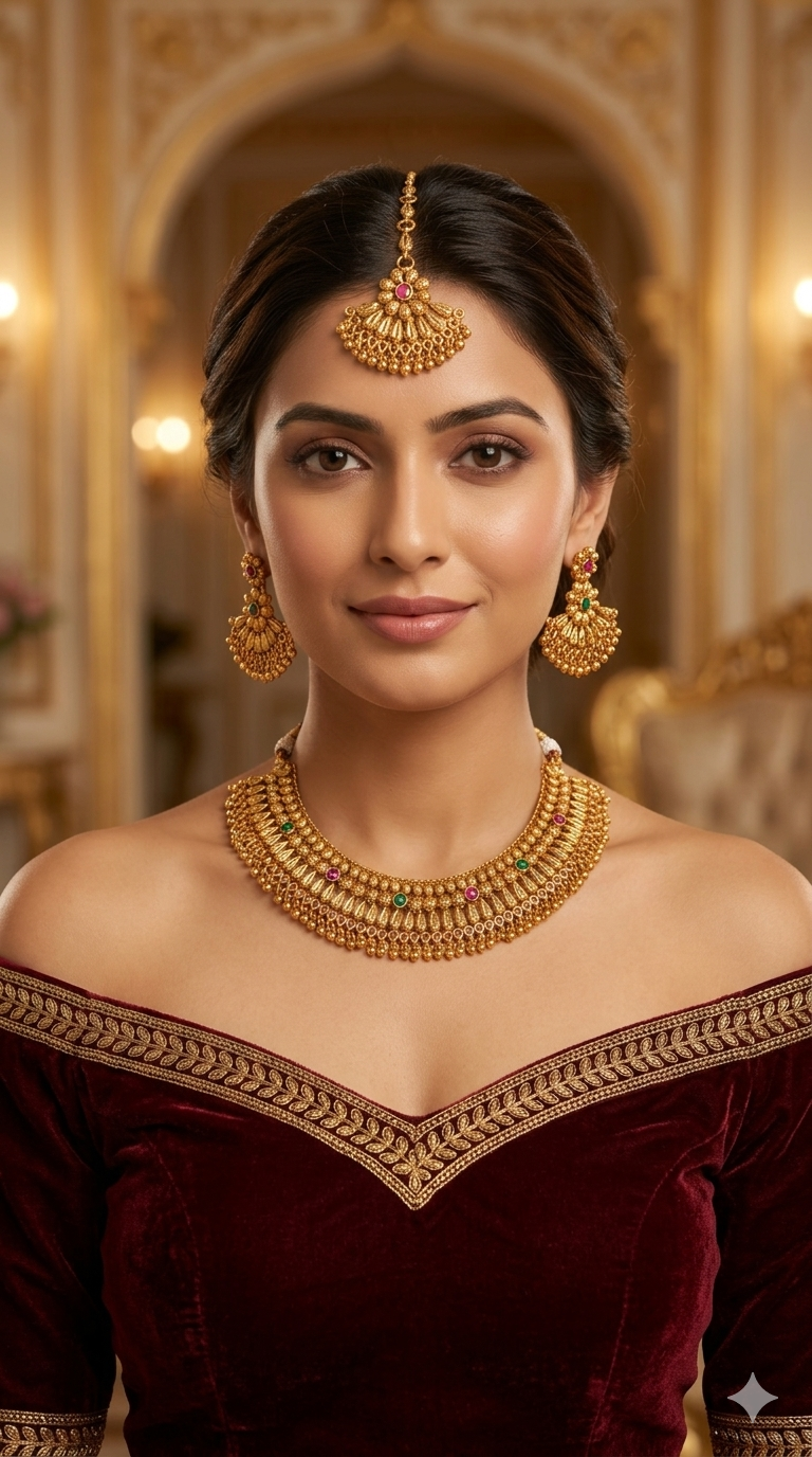 Gold Polki  Necklace  Jewellery Sarika Set