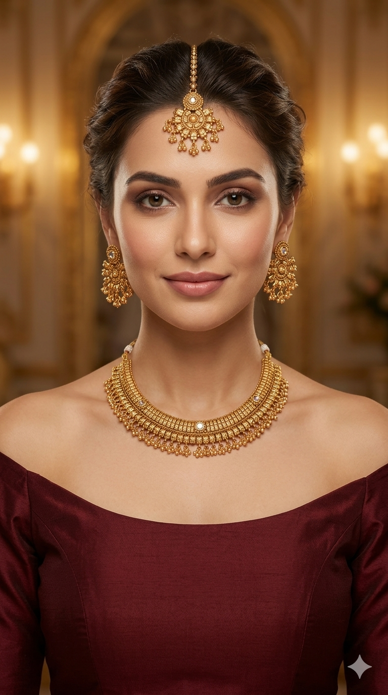 Gold Polki  Necklace  Jewellery Sarika Set