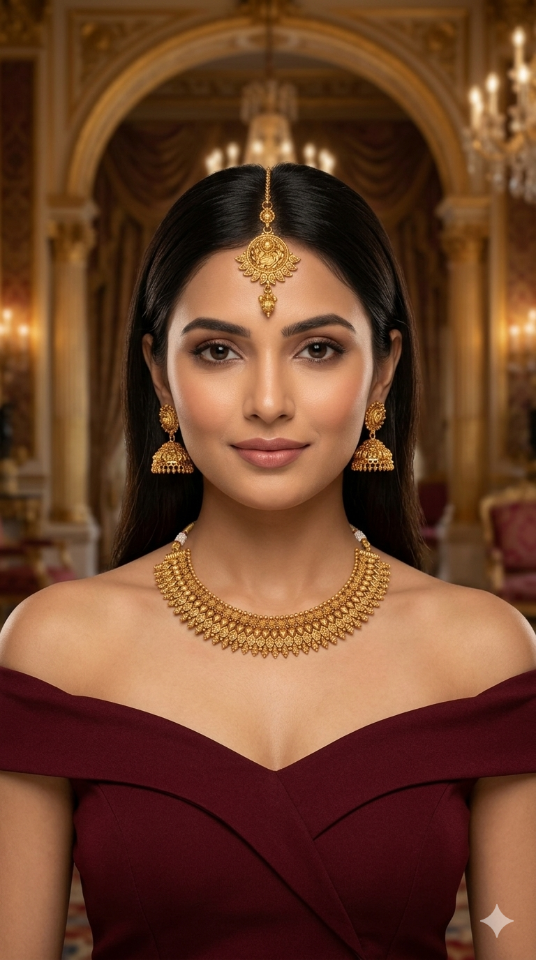 Gold Polki  Necklace  Jewellery Sarika Set